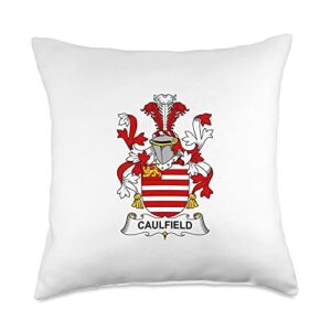 family crest and coat of arms clothes and gifts caulfield coat of arms-family crest throw pillow, 18x18, multicolor