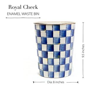 MACKENZIE-CHILDS Waste Bin, Bedroom and Bathroom Trash Can, Wastebasket, Royal Check