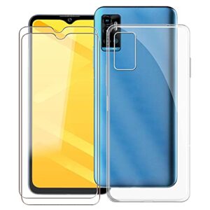 kjyf phone case for zte blade a71 (6.52"), with [2 x tempered glass protective film], clear soft tpu shell ultra-thin [anti-scratch] [anti-yellow] case for zte blade a71 - transparent