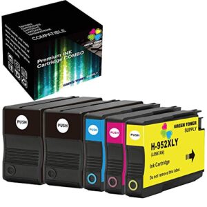 (5 pack, color set) compatible 952 ink cartridge (2xb+cym) for hp officejet pro 7720 7740 8710 8715 8720 all-in-one printer, sold by gts