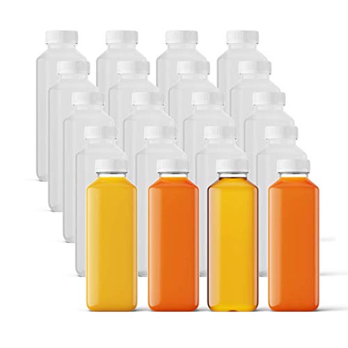 SMART SOLUTIONS BPA-Free Plastic Juice Bottles with Caps - 12oz 20 Pack - Reusable Clear Beverage Containers for Drinks, Smoothies and Juicing