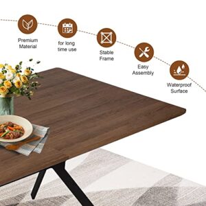 LUCKYERMORE 71"x35.5" Dining Table for 6-8 Mid-Century Rectangle Wood Kitchen Table Farmhouse Dining Table for Dining Room Balcony Cafe Bar Walnut