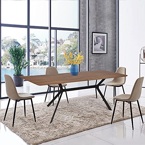 LUCKYERMORE 71"x35.5" Dining Table for 6-8 Mid-Century Rectangle Wood Kitchen Table Farmhouse Dining Table for Dining Room Balcony Cafe Bar Walnut