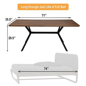 LUCKYERMORE 71"x35.5" Dining Table for 6-8 Mid-Century Rectangle Wood Kitchen Table Farmhouse Dining Table for Dining Room Balcony Cafe Bar Walnut