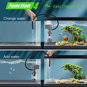 AQQA Aquarium Multifunction Internal Filter,5 in 1 Fish Tank Powerhead,Clean Fish Waste,Circulation Wavemaker,Changer Water,Dissolved Oxygen Water Pump with 3 Suction Cups (8W 210GPH)