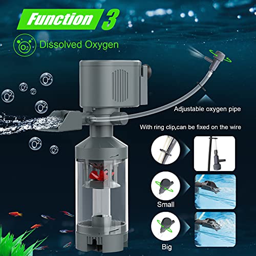 AQQA Aquarium Multifunction Internal Filter,5 in 1 Fish Tank Powerhead,Clean Fish Waste,Circulation Wavemaker,Changer Water,Dissolved Oxygen Water Pump with 3 Suction Cups (8W 210GPH)