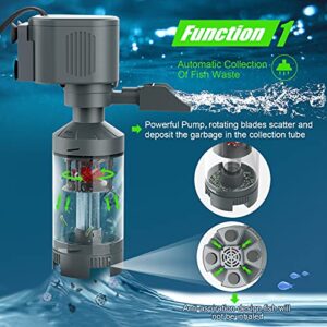 AQQA Aquarium Multifunction Internal Filter,5 in 1 Fish Tank Powerhead,Clean Fish Waste,Circulation Wavemaker,Changer Water,Dissolved Oxygen Water Pump with 3 Suction Cups (8W 210GPH)