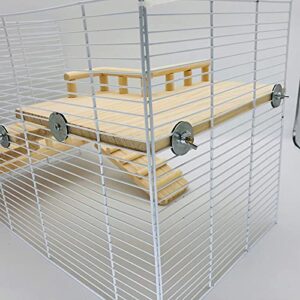 Squirrel Hamster Wooden Platform Jumping Board Climbing Ladder,Bird Perches Cage Toys, Wooden Gerbil Standing Platform, Chinchilla Cage Accessories,Suitable Cage Size :18.5"(L) * 11.03"(W) * 11.81"