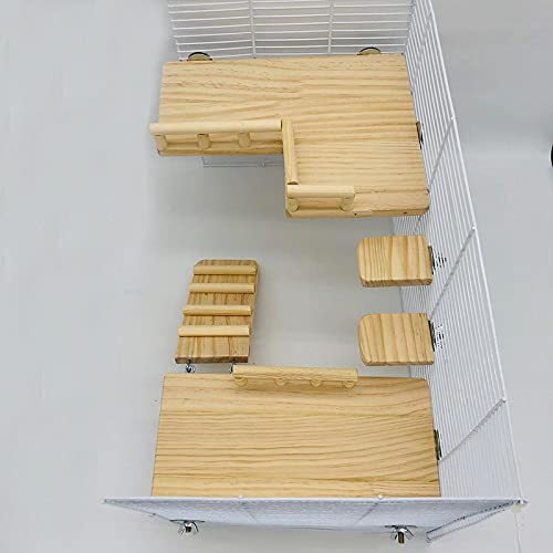 Squirrel Hamster Wooden Platform Jumping Board Climbing Ladder,Bird Perches Cage Toys, Wooden Gerbil Standing Platform, Chinchilla Cage Accessories,Suitable Cage Size :18.5"(L) * 11.03"(W) * 11.81"