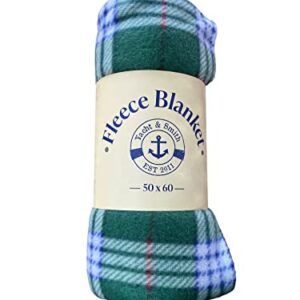 12 Pack of Bulk Soft Fleece Blankets 50 X 60, Light Weight, Cozy Warm Throw Blanket Sofa Travel Outdoor, Wholesale (50 X 60, 12 Green Plaid)