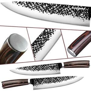 SANDEWILY Professional Chef Knife Ultra Sharp Kitchen Knife Set 3 PCS,Premium German Stainless Steel Japanese Knife Set for Kitchen with Sheath,Ergonomic Pakkawood Handle and Gift Box…