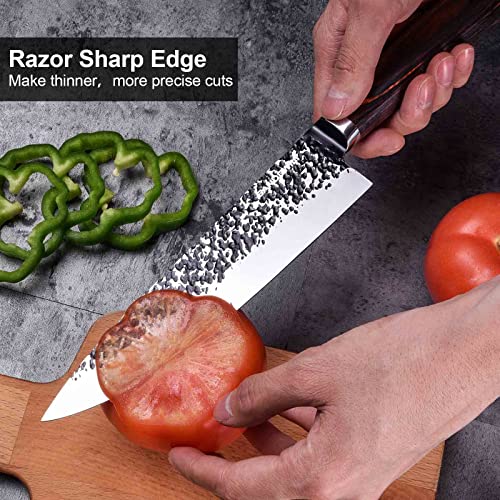 SANDEWILY Professional Chef Knife Ultra Sharp Kitchen Knife Set 3 PCS,Premium German Stainless Steel Japanese Knife Set for Kitchen with Sheath,Ergonomic Pakkawood Handle and Gift Box…