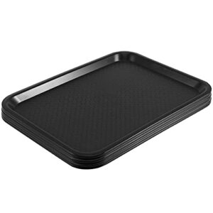 seunmuk 6 pack 12 x 16 inch plastic fast food trays, cafeteria trays, scratch-resistant black cafeteria tray, fast food serving trays for school, cafeteria, restaurant