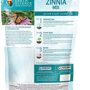 Zinnia Mix from Earth Science (2 lb), 3-in-1 Mix with Premium Wildflower Seed, Plant Food and Soil Conditioners, Non-GMO