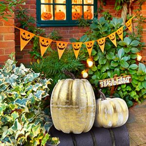 KIMOBER 8pcs Gold Artificial Pumpkins,Realistic Fake Foam Pumpkins for Halloween Autumn Harvest Thanksgiving Party