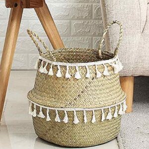 WSZJJ Handmade Bamboo Storage Basket, Wicker Basket, Garden Flower Pot, Laundry Basket, Container Storage Basket