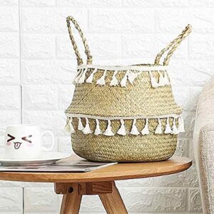 WSZJJ Handmade Bamboo Storage Basket, Wicker Basket, Garden Flower Pot, Laundry Basket, Container Storage Basket