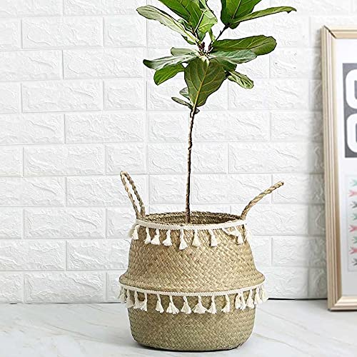 WSZJJ Handmade Bamboo Storage Basket, Wicker Basket, Garden Flower Pot, Laundry Basket, Container Storage Basket