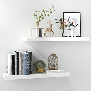 inhabit union white floating shelves for wall-24in wall mounted display ledge shelves perfect for bathroom,bedroom,living room and kitchen decor storage