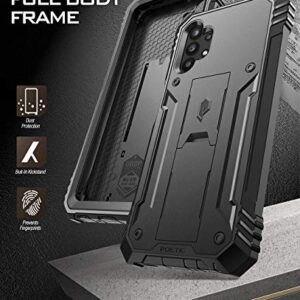 Poetic Revolution Series Case for Samsung Galaxy A32 5G, Full-Body Rugged Dual-Layer Shockproof Protective Cover with Kickstand and Built-in-Screen Protector, Black