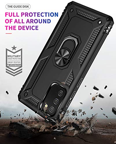 SKTGSLAMY for Galaxy A02S Case,Samsung A02S Case with Screen Protector,[Military Grade] 16ft. Drop Tested Cover with Magnetic Kickstand Car Mount Protective Case for Samsung Galaxy A02S, Black