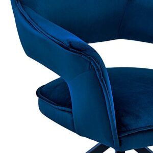 Armen Living Hadley Dining Room Accent Chair in Blue Velvet with Black Finish, 19