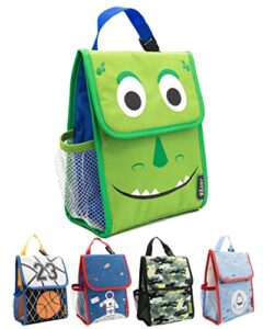 joy2b kids lunch bag - insulated dino lunch bag kids with water bottle holder - reusable snack bags for boys and girls, dinosaur lunch box kids perfect for school camp travel - daring dinosaur