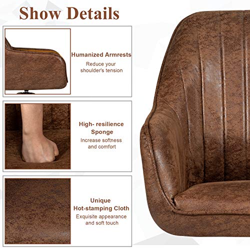 Giantex Stylish Swivel Home Office Chair, No Wheels but Swivel, Solid Wood Legs, Thick Felt Foot Pads, Modern Dining Armchair, Classy Accent Chair, Cute Writing Desk Chair for Small Space, Living Room