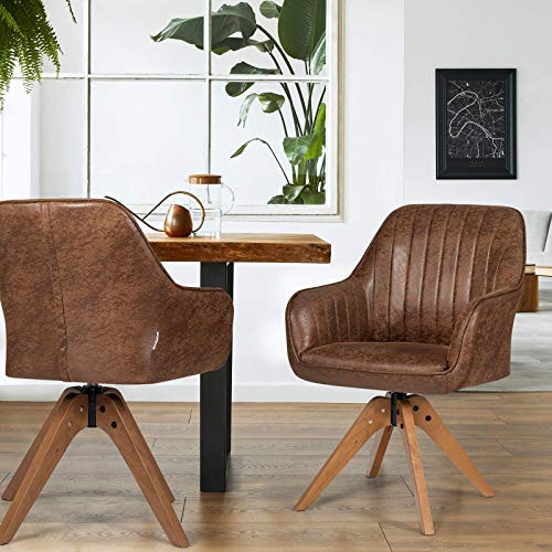 Giantex Stylish Swivel Home Office Chair, No Wheels but Swivel, Solid Wood Legs, Thick Felt Foot Pads, Modern Dining Armchair, Classy Accent Chair, Cute Writing Desk Chair for Small Space, Living Room