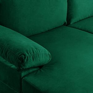 Sofamania Modern Large Velvet Fabric U-Shape Sectional Sofa, Double Extra Wide Chaise Lounge Couch, Green