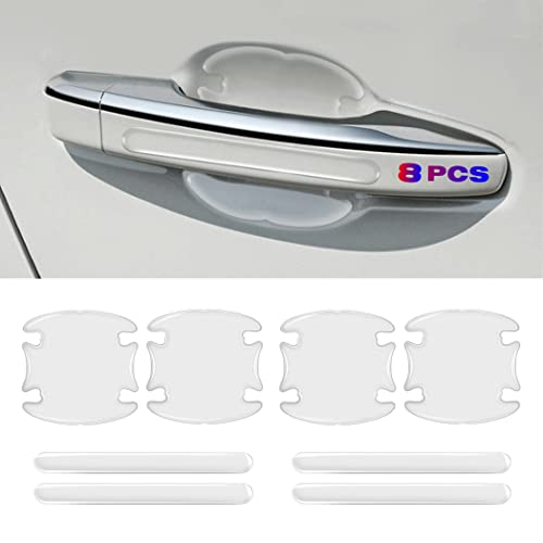 8Pcs 3D Transparent car Door Handle Stickers Door Bowl Paint Anti-Scratch Invisible car Door Handle Scratch Protection Film Anti-Collision Protection Stickers are compatable for Most Models