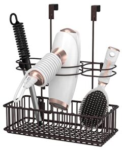 ulg hair dryer holder, hair tools organizer, 3 adjustable heights, hair care & styling tool holder for bathroom, over cabinet, wall-mounted, for hair dryer, curling wand, hair straightener, bronze