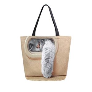 canvas tote bag lovely animal cat large handbags reusable multi purpose tote strong durable for woman man