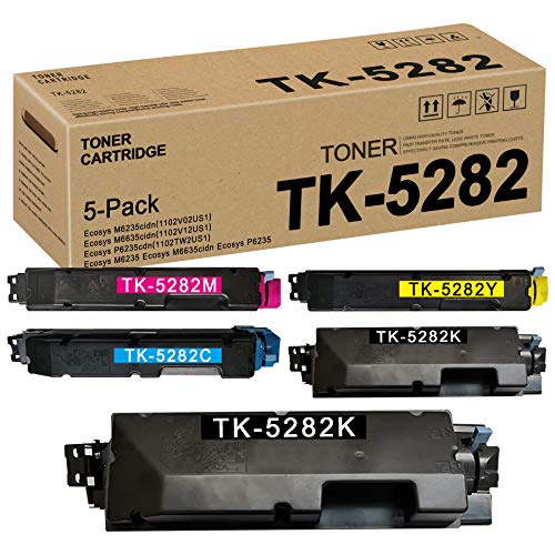 TK5282 TK-5282 1T02TW0US0 1T02TWCUS0 1T02TWBUS0 1T02TWAUS0 (2BKCMY, 5PK) Toner Cartridge Replacement for Kyocera Ecosys M6635cidn(1102V12US1) P6235cdn(1102TW2US1) M6235 P6235 Toner Kit Printer