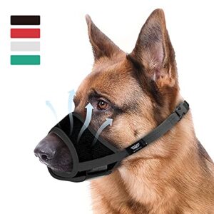 dog muzzle for medium dogs, dog muzzle for large dogs biting, soft nylon muzzle anti biting barking chewing,air mesh breathable drinkable adjustable pet muzzle for medium large dogs l black