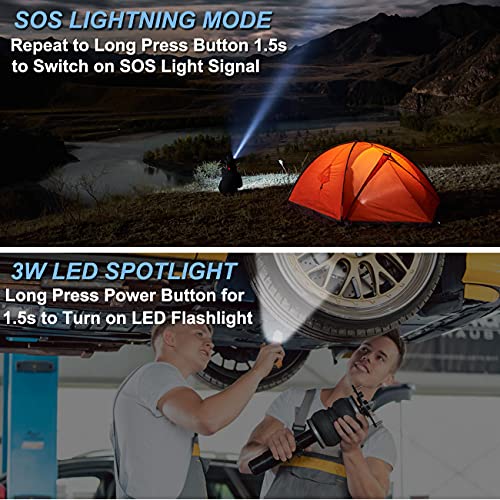 Portable Fan Clip on Waist 7000mAh,Personal Cooling Neck Fan 7100RPM Strong Airflow,5in1 with Flashlight/SOS & Portable Power Bank,3 Speeds for Workers,Camping Hiking Cooking, Outdoor Hot Terminator