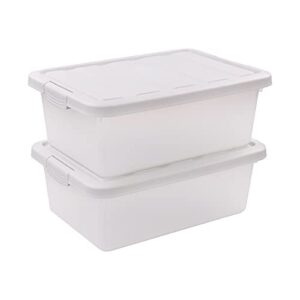 teyyvn 14 l clear storage box, 2-pack plastic storage bin with gray lid