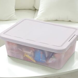 Teyyvn 14 L Clear Storage Box, 2-Pack Plastic Storage Bin with Gray Lid