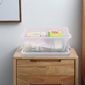 Teyyvn 14 L Clear Storage Box, 2-Pack Plastic Storage Bin with Gray Lid