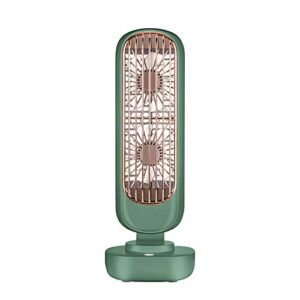 juesi mini fan for desk bedroom, personal fan with 2 blades powerful for cooling office room, portable usb rechargeable, retro vintage tall design, low noise quiet (green)