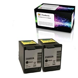 ocproducts remanufactured ink cartridge hp c6602a black ink cartridge 2 pack for addmaster ij 6080 6160 7100 ithaca bankjet 2500 ithaca kitchenjet 1000 ithaca posjet 1000 1500 digital check ts500