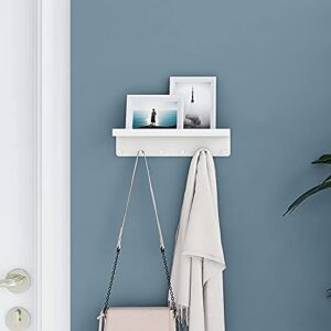 PXKOSA Key Holder for Wall, 6 Hooks Key Holder, Mail and Key Holder Wall Mount, Key Hooks with Tray, Metal Key Rack for Hallway, Kitchen, Bathroom, Office (White)