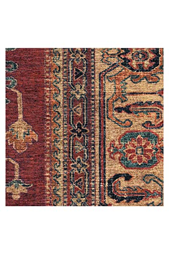 RUGGABLE Cambria Washable Rug - Perfect Vintage Area Rug for Living Room Bedroom Kitchen - Pet & Child Friendly - Stain & Water Resistant - Ruby 6'x9' (Standard Pad)