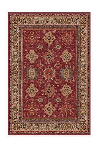 RUGGABLE Cambria Washable Rug - Perfect Vintage Area Rug for Living Room Bedroom Kitchen - Pet & Child Friendly - Stain & Water Resistant - Ruby 6'x9' (Standard Pad)