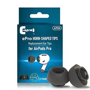 ePro Patented Horn-Shaped for AirPods Pro Ear Tips, Replacement Silicone Earbud Tips, Pressure Relief Vents Design with Dust Mesh, AP00, 6 Pcs, S/M/L