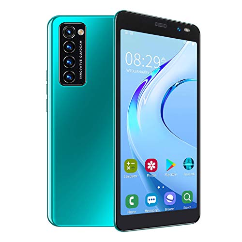 Unlocked Smartphone for Android, 5.45" HD Full Screen Autofocus Dual SIM Cell Phone, Face Recognition Smartphone with 128G Expandable Storage, 0.3MP + 2MP Camera, 1500mAh Battery, 4GB + 512MB(green)