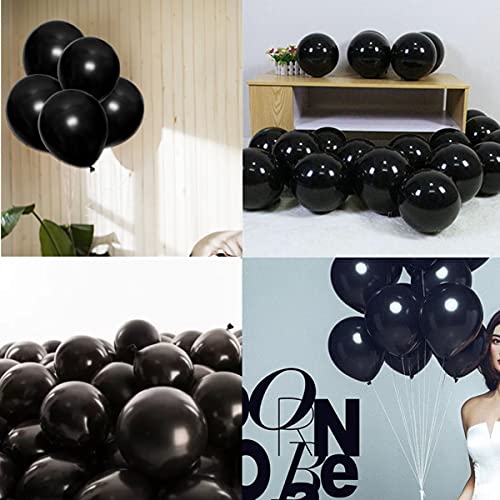 5 inch Black Party Balloons, 100 pcs Mini Thick Black Birthday Balloons Latex Balloons for Birthday Wedding Baby Shower Decorations(Black)
