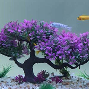 HRRIVE Fish Tank Aquarium Plants, Professional Fish Tank Decorations, Artificial Aquatic Plants, Betta Fish Accessories, Curved Branch Design, Made of Plastic, Pack of 1, Purple