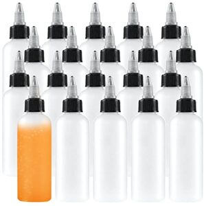 uyuxxu 20 pack 4oz boston squeeze bottles,clear dispensing bottles with twist top cap,plastic squeeze bottles for crafts,kitchen,household