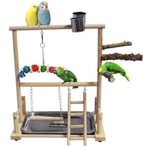 kathson bird play stand parrot perch stand natural wood bird playground playstand for cockatiel conures parakeet parrots budgie lovebird finch small birds